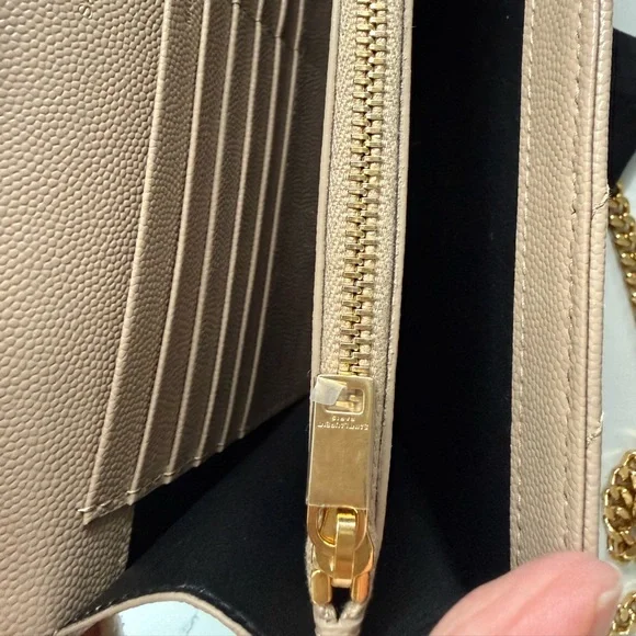 CLASSIC CASSANDRE Chain Wallet in Grain de Poudre Leather (Dark Beige) - Picture 12 of 15